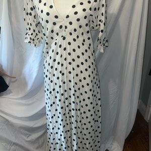 Faithfull the Brand White Dress with Black Polka Dots